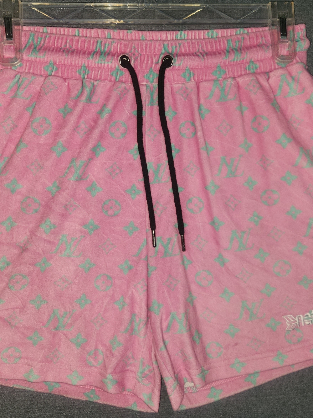 Native Pink Shorts with Mint Pattern and Black Drawstring #407